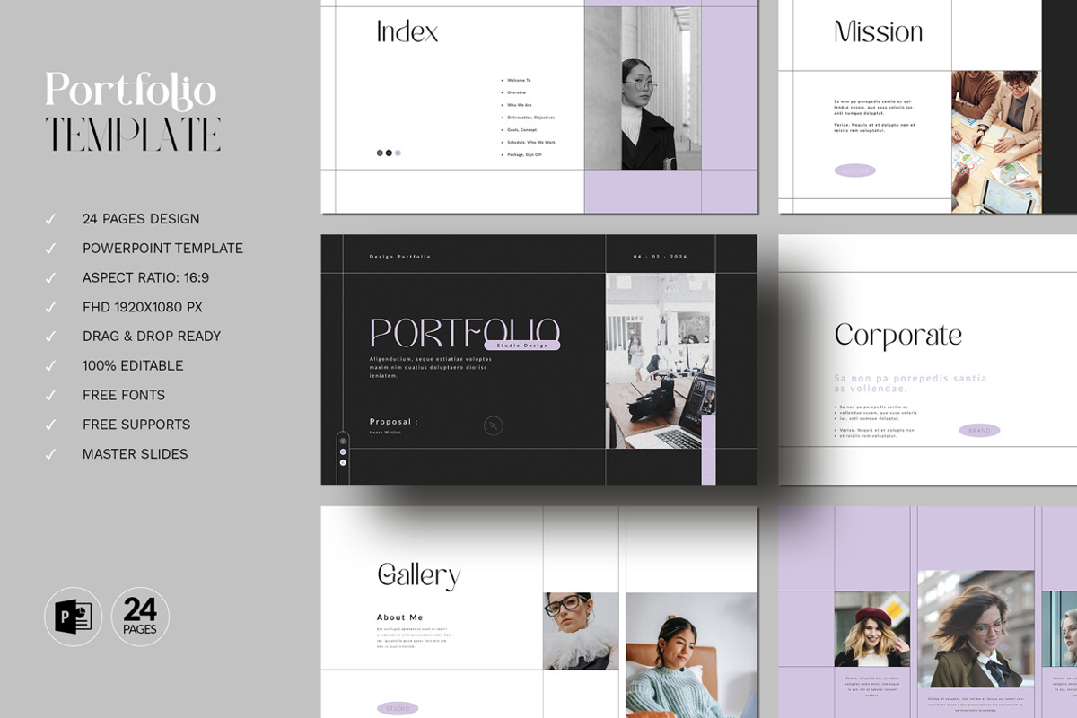 Portfolio PowerPoint Template, a Presentation Template by White Graphic (Photo 2 of 7)