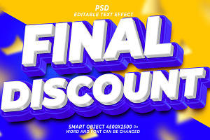 Final Discount PSD 3d Editable Text