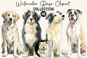 Watercolor Dogs Clipart, an Illustration by DreamCafeArt (Thumbnail 1 of 6)