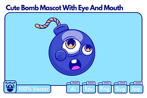 Cute Bomb Mascot With Eye And Mouth, an Object Illustration by Artstorystudio