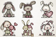 Whimsical Valentine Bunny Clipart, an Illustration by RobertsArt (Thumbnail 7 of 7)