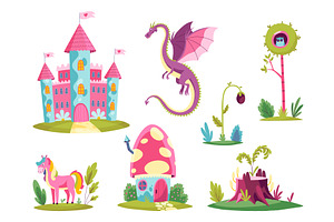 A castle, fierce dragon, horse, and, an Illustration by the8monkey
