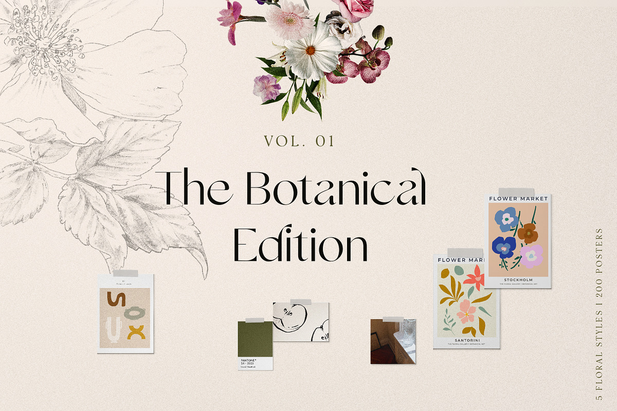 Modern Floral Poster Big Collection, a Texture Illustration by Laras Wonderland (Photo 2 of 27)