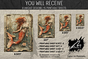 Red Mermaid, Grunge Collage Pages, a Person Illustration by Digital Art Mahdiseño (Thumbnail 3 of 11)