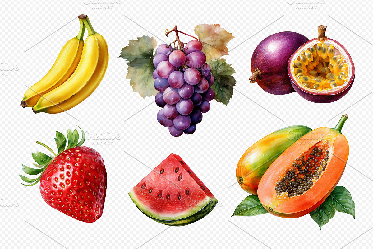 Watercolor Summer Fruit PNG Clipart., a Food Illustration by kaisorn (Photo 3 of 5)