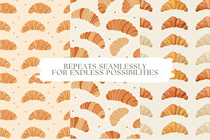 Croissant Seamless Pattern Set