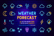 Weather Neon Vector Icons Set, an Outline Icon by Anna_leni (Thumbnail 1 of 11)