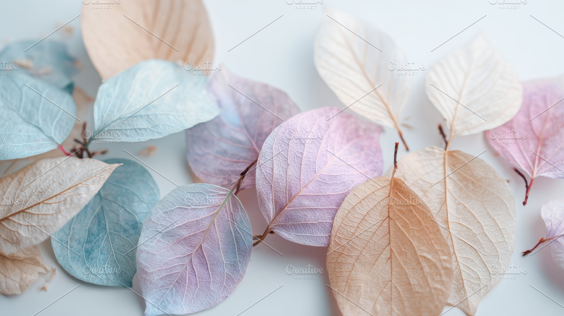 Colorful leaves on a white surface, a Photo by Beautiful things