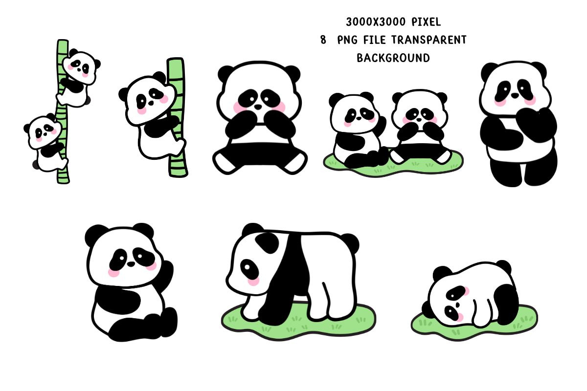 Cute Panda Clipart PNG Set, an Animal Illustration by Nattapohncha (Photo 2 of 3)