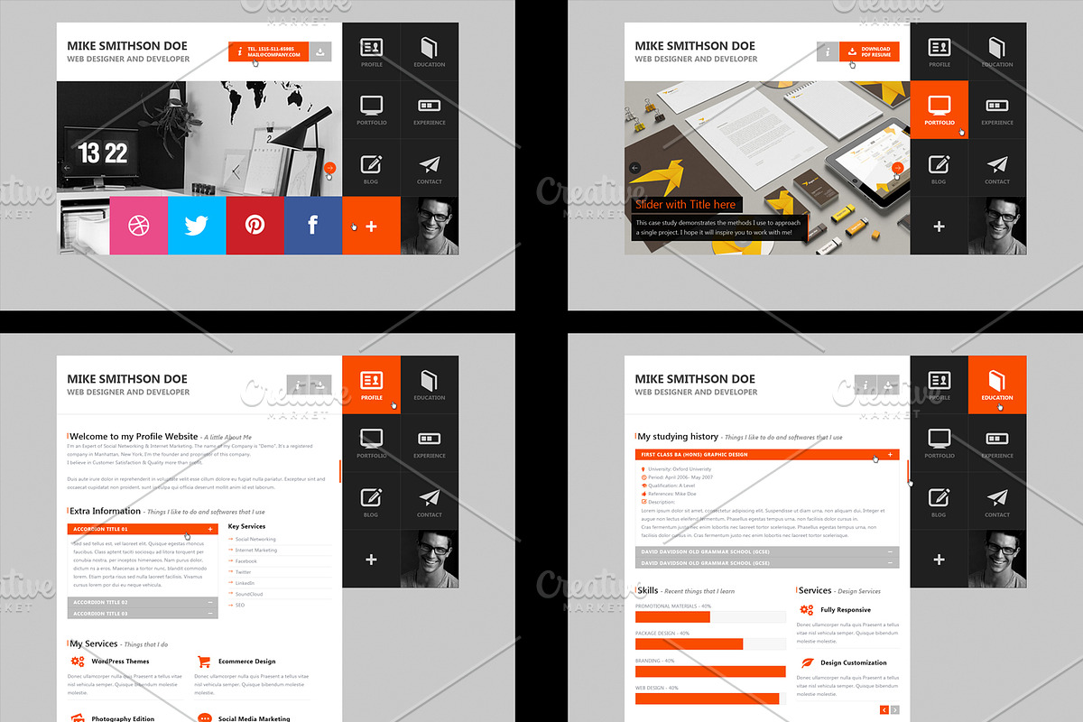 Flat Resume - Virtual Business Card, a Websites & App Template by MustacheThemes (Photo 5 of 6)