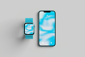 Smart Watch and Phone 13 Mockup, an Advertising Mockup by Se٧enStudio