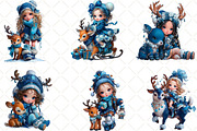 Winter Girl And Reindeer Clipart, an Illustration by Black Bird Studio (Thumbnail 2 of 6)