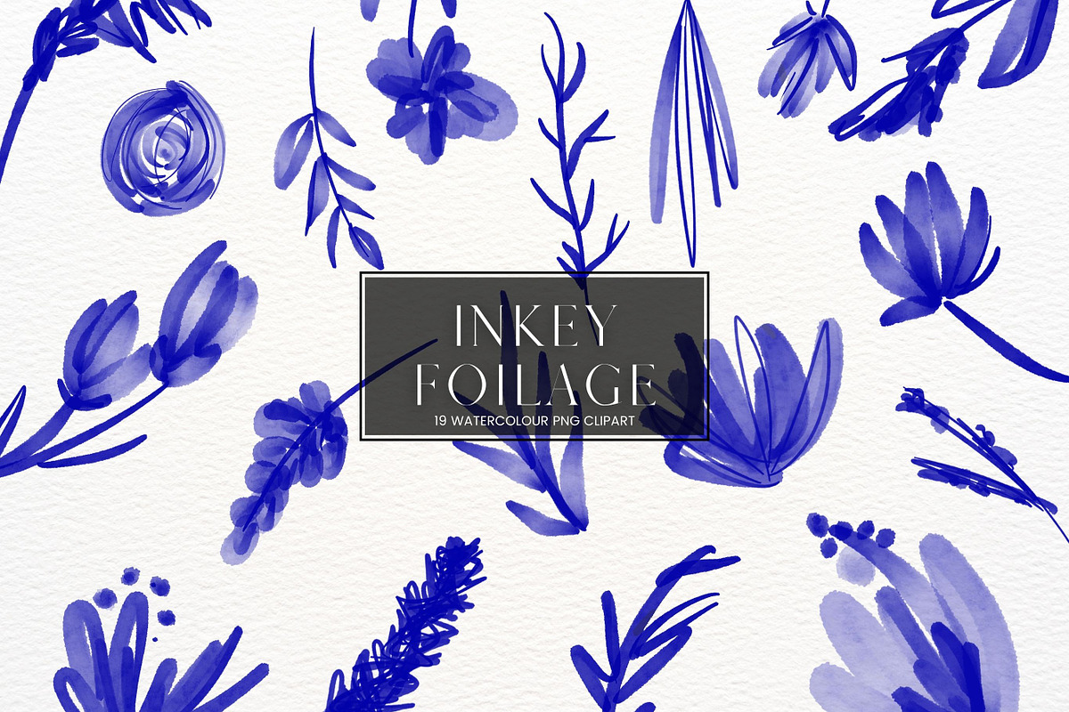 Blue Inky Watercolour Flowers, an Illustration by Pixafied (Photo 1 of 3)