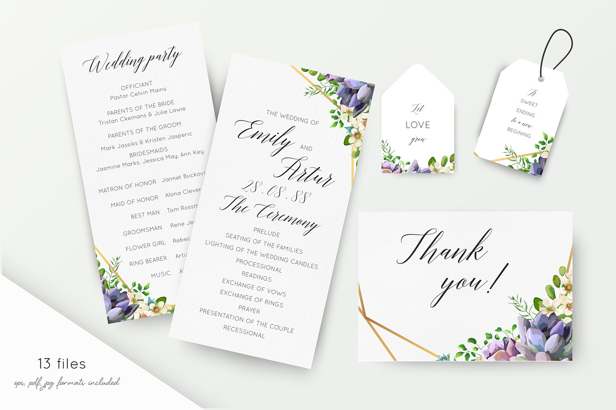 Wedding suite - Golden Succulent, an Invitation Template by Alewiena (Photo 3 of 4)