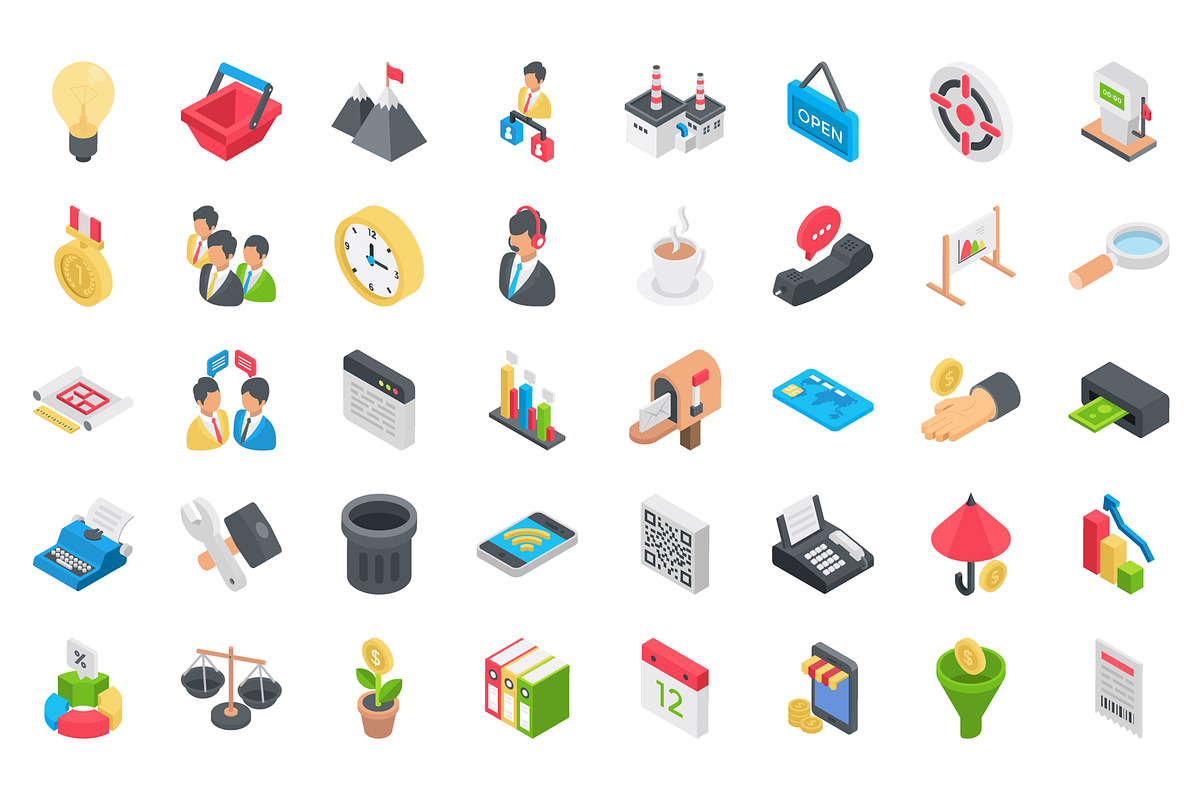 200 Business Isometric Icons, a Duotone Icon by Vectors Market
