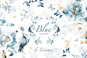 watercolor Blue flowers, Patterns
