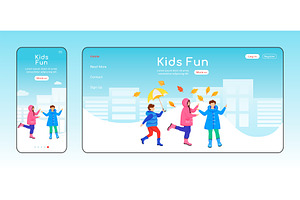 Kids fun landing page template, a Landing Page Template by IMG visuals characters