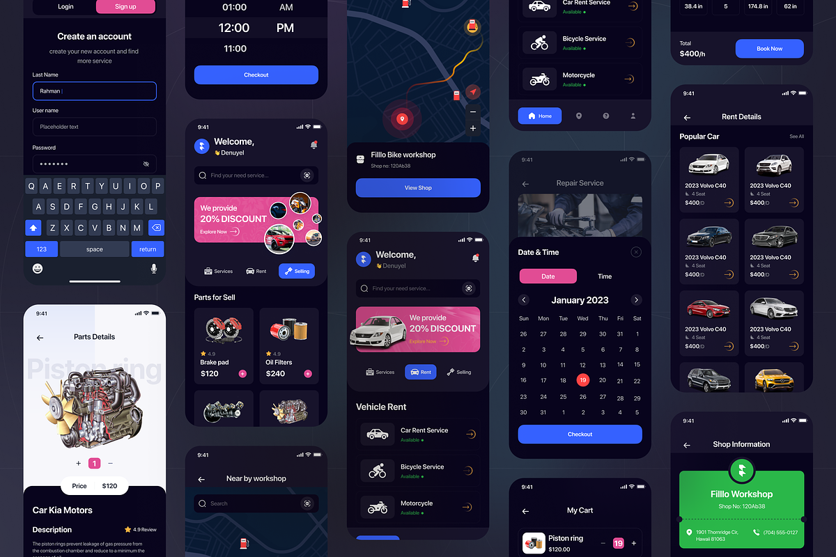 Filllo Automotive App UI Kit, an UI Kit Template by floxui (Photo 7 of 7)