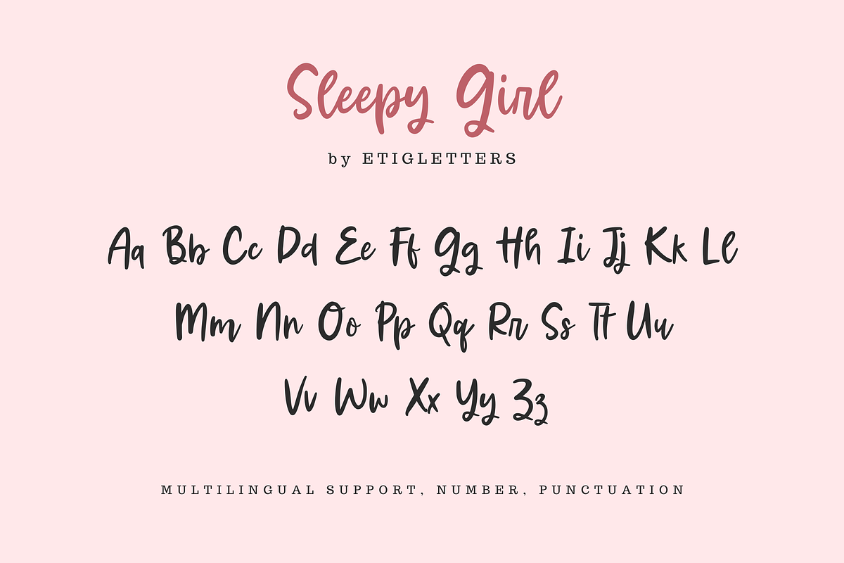 Sleepy Girl Font, a Handwritten Font by etigletters (Photo 7 of 7)