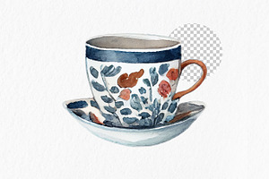 Blue Pottery Collection Watercolor