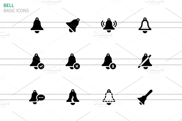 Bell Icons On White