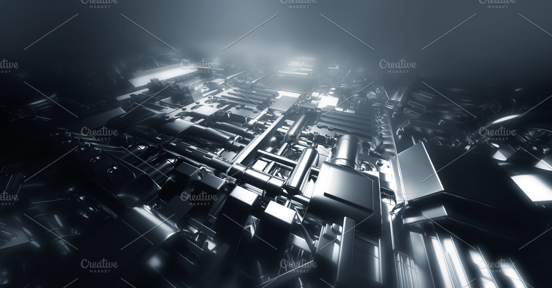 Cyberpunk industrial background., an Industrial Photo by Photocreo Michal Bednarek
