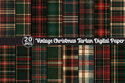 Vintage Christmas Tartan Paper, a Pattern Graphic by Black Bird Studio (Thumbnail 1 of 6)