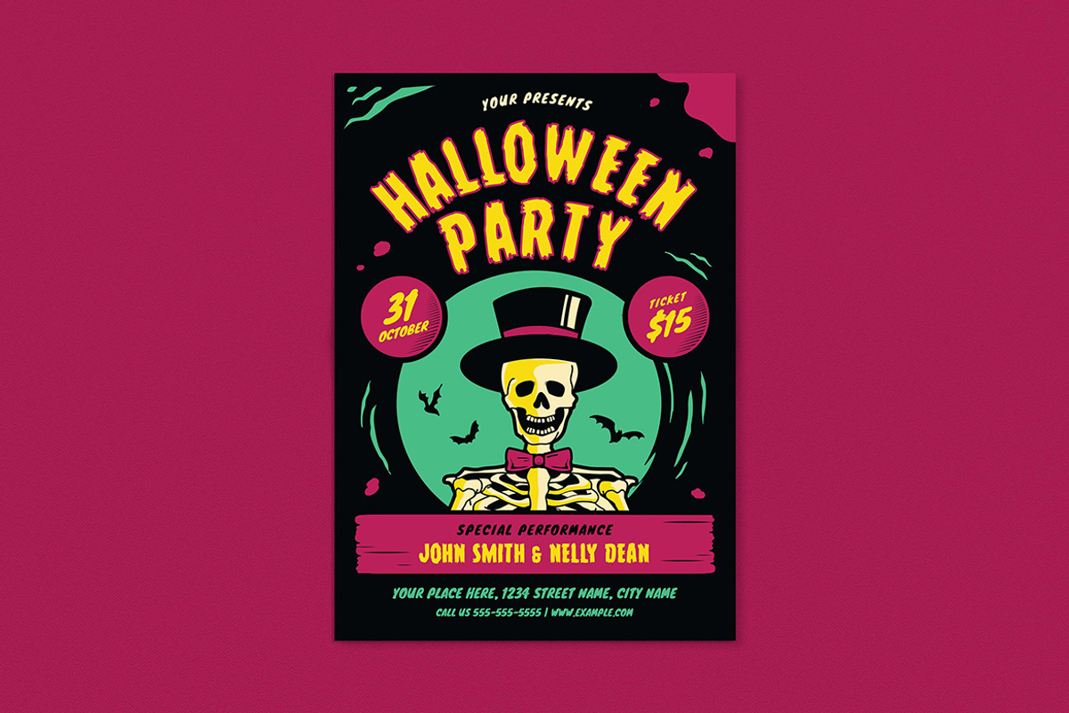 Retro Halloween Party Event Flyer, a Flyer Template by VectorVactory (Photo 1 of 3)