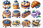 Blueberry Desserts Watercolor PNG, a Food Illustration by SugarCloudStudioArt (Thumbnail 3 of 4)