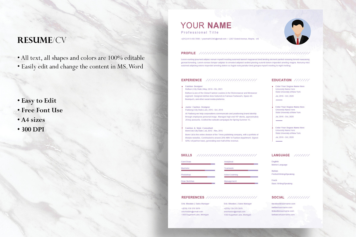 Simple Resume Template | CV Template, a Resume Template by Blue Digital Studio (Photo 2 of 2)