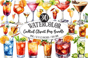 Cocktail Clipart PNG Bundle, an Illustration by Designking