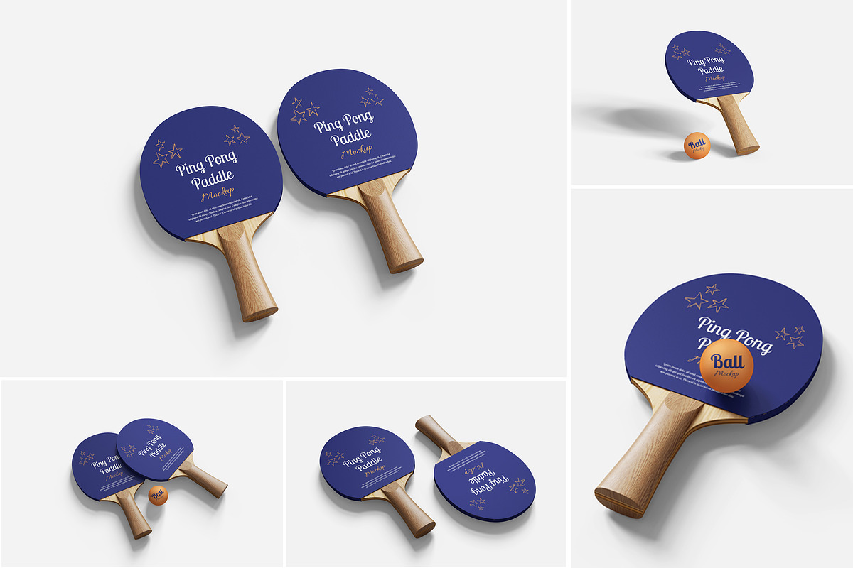 Modern Ping Pong Paddle Mockup, an Advertising Mockup by Indah (Photo 1 of 6)