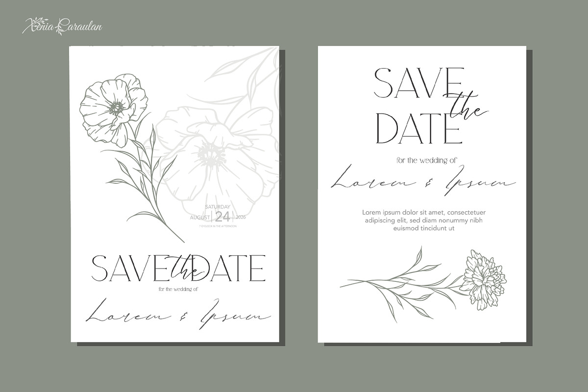 Fine Line Birth flowers Collection, an Illustration by CaraulanStore (Photo 3 of 8)