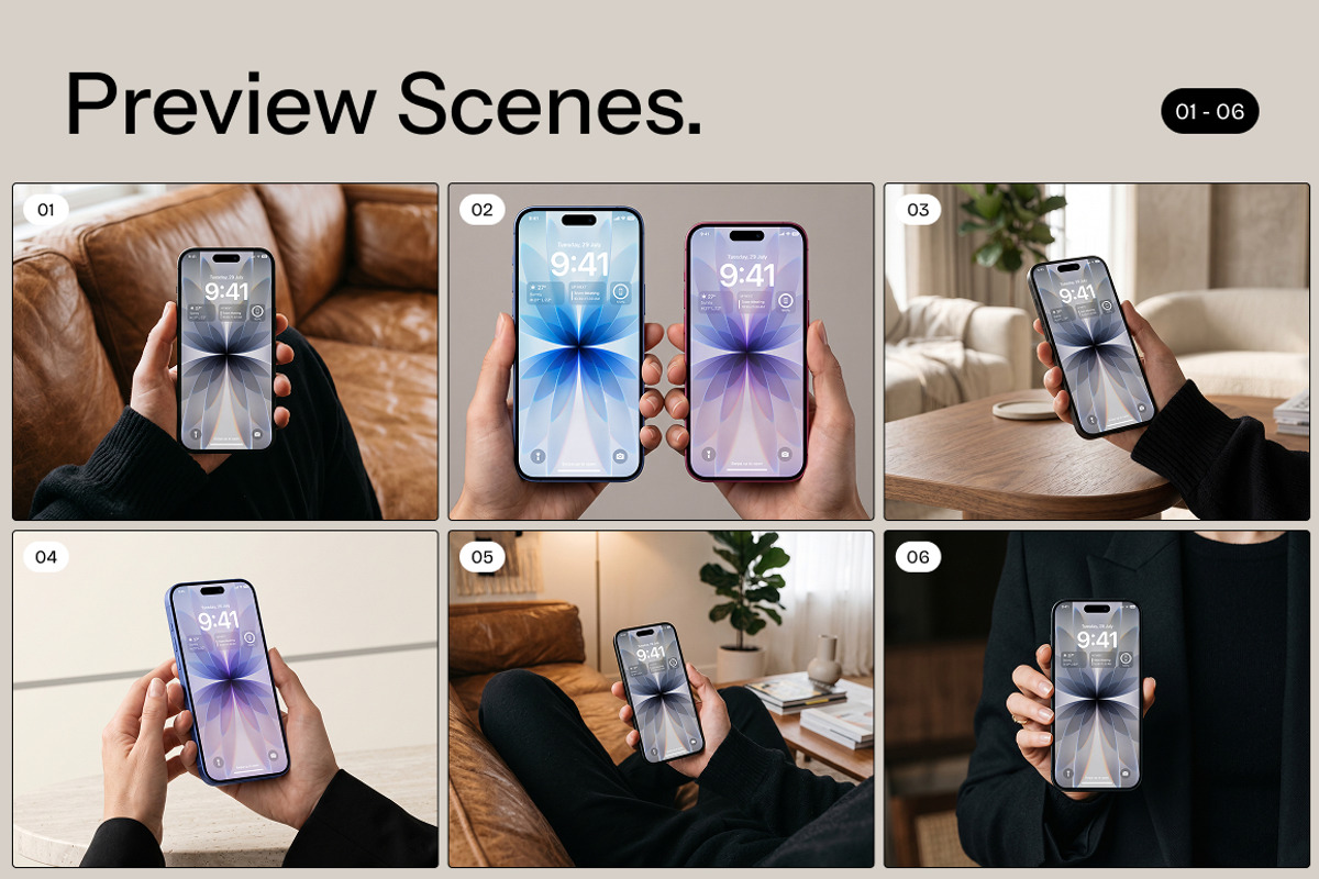 iPhone 17 Hand Holding Mockup Bundle, an iPhone Mockup by mockeyai (Photo 2 of 5)