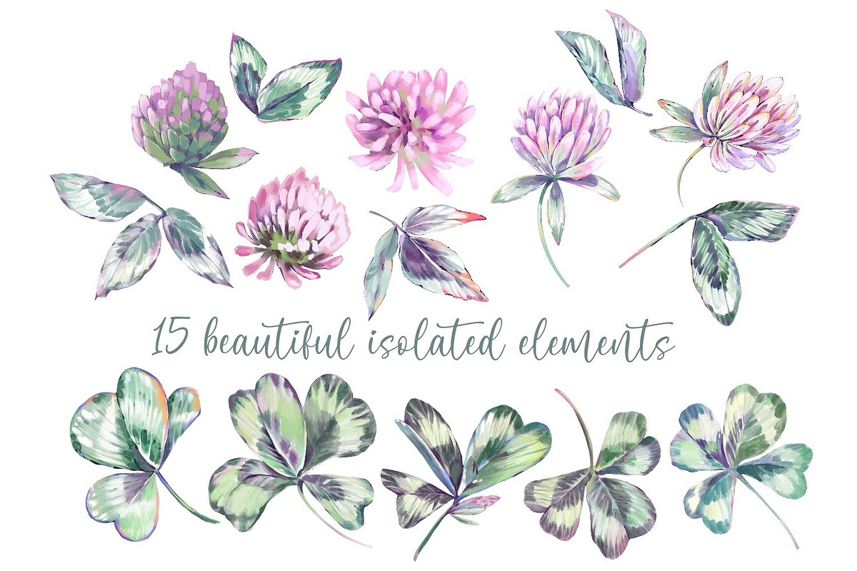 Deers and clover. Set of watercolor, a Decorative Illustration by Shabbypie (Photo 2 of 11)