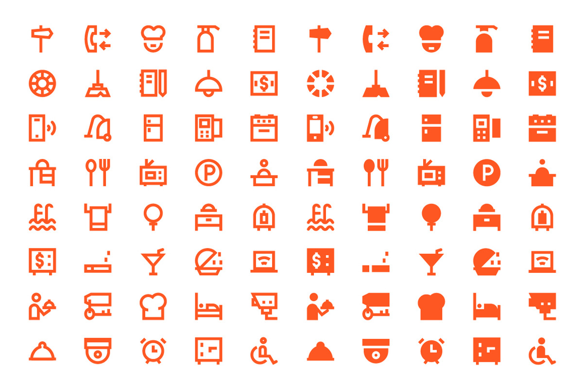 220 Hotel Services Material Icons, a Solid Icon by Creative Stall (Photo 4 of 5)