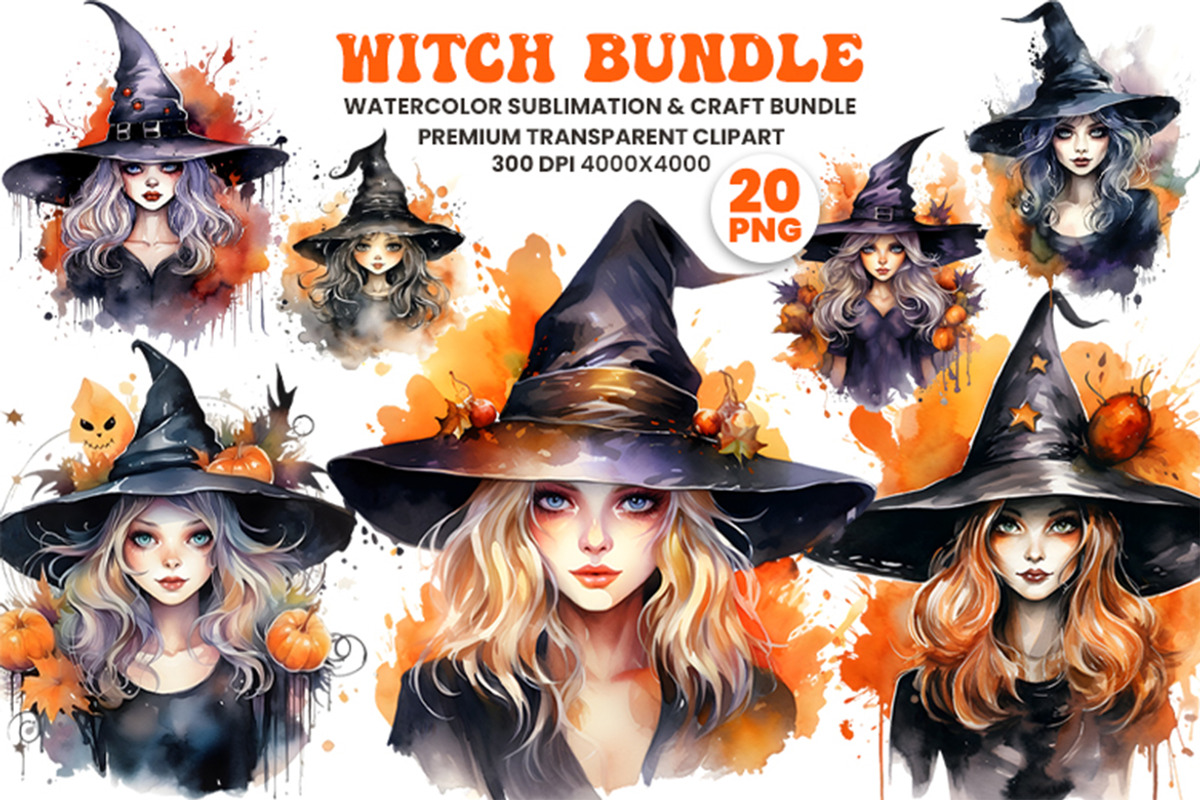 Halloween Witch Sublimation Bundle, a Seasonal Illustration by Creative Arslan (Photo 1 of 11)