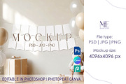 Birthday Bunting Banner Cards Mockup, an Advertising Mockup by Mie Mockup Studio (Thumbnail 1 of 6)