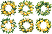 Watercolor Lemon Wreath Clipart, an Illustration by Craft Nest (Thumbnail 6 of 7)