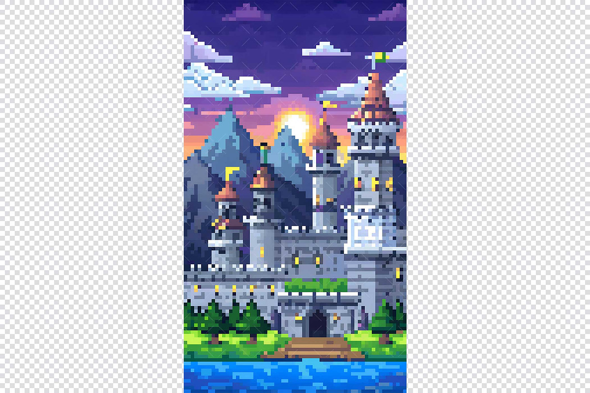 Castle Pixel Art Background, a Background Graphic by minhm2m (Photo 11 of 12)