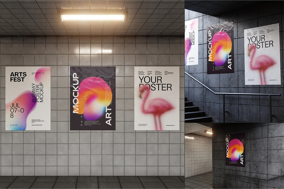 Busway Glued Poster Mockup, an Advertising Mockup by zippypixelstudio (Photo 1 of 8)