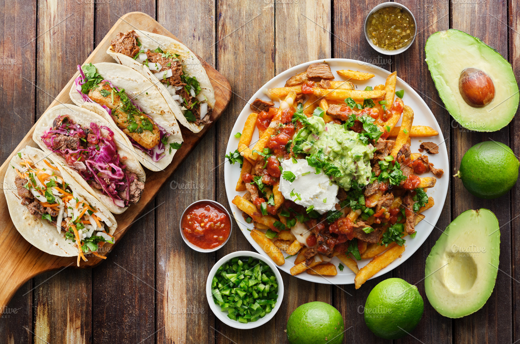 tacos and carne asada steak fries, a Food & Drink Photo by RezArt