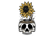Sunflower Gramophone Skull Vector, an Object Illustration by Decoconio Design (Thumbnail 3 of 3)