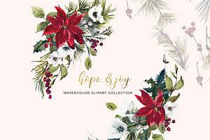 Watercolor Poinsettia Christmas Clip