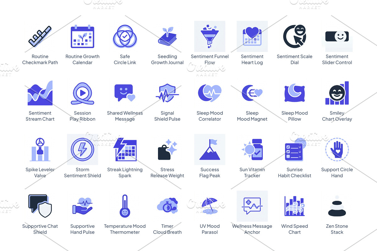 Mood Tracking Wellness Icons, a Duotone Icon by LeArt (Photo 4 of 4)