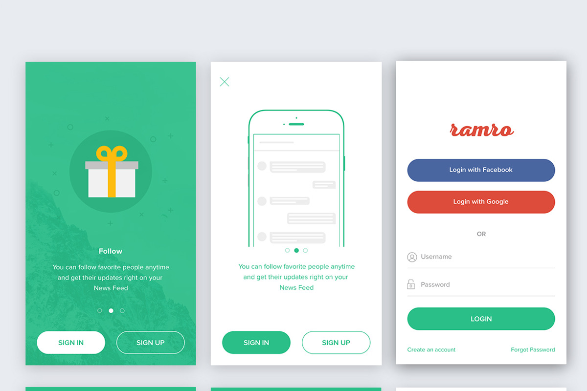 Ramro app template iOS, an UI Kit Template by Danfe Designs (Photo 7 of 8)
