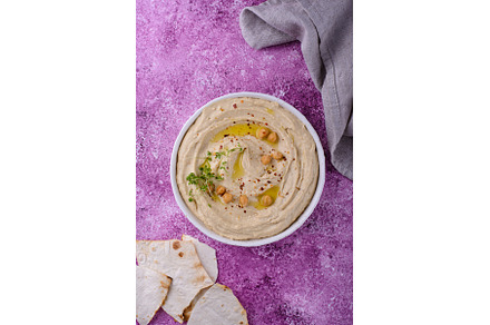 Hummus from chickpeas and pita bread, a Food & Drink Photo by Yulia Furman