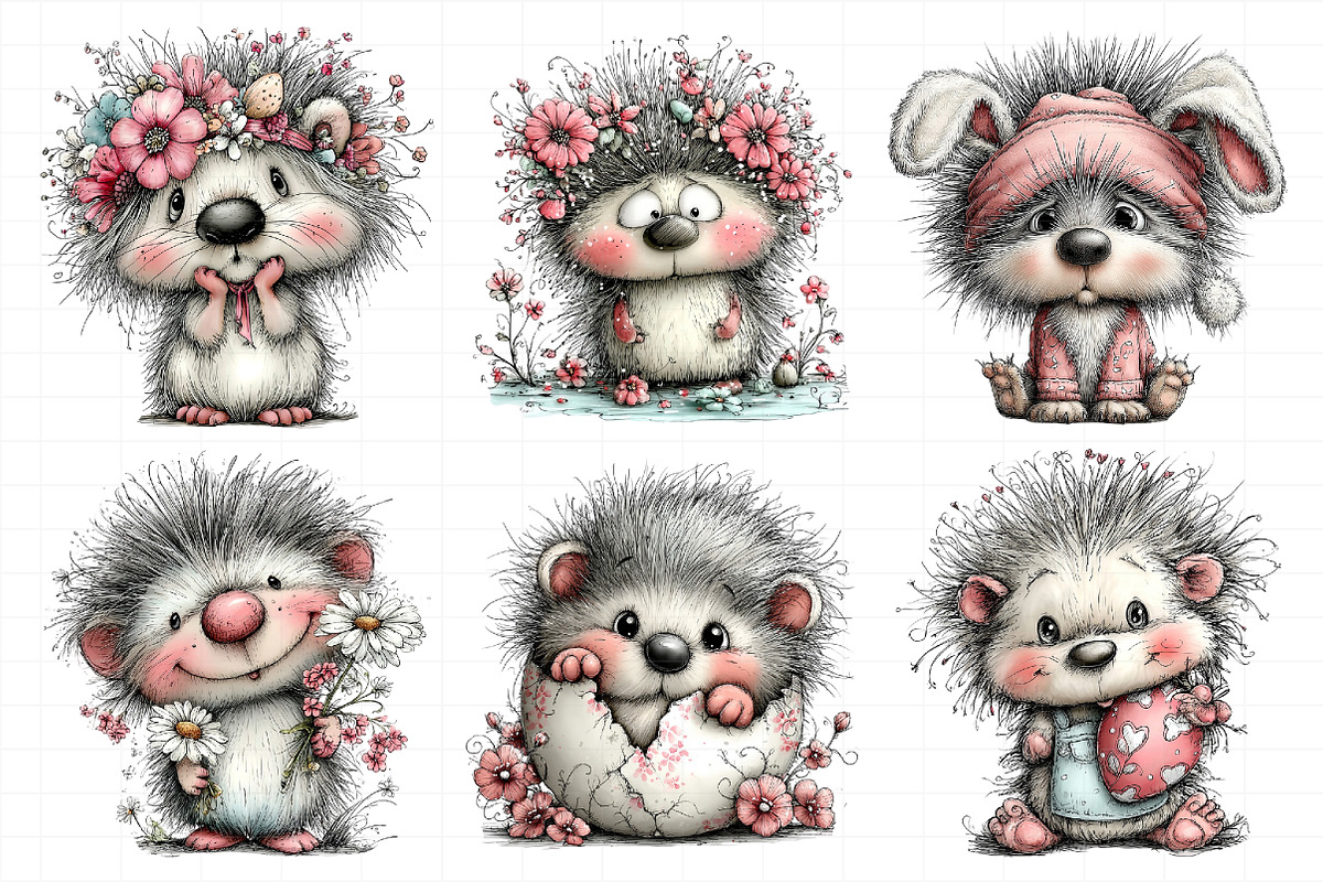 Whimsical Easter Hedgehog Clipart, an Illustration by Daily.Designs (Photo 4 of 8)
