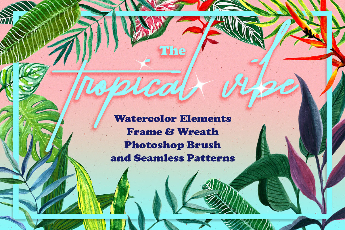 The Tropical Vibe! Summer Watercolor, a Texture Illustration by clairedelune (Photo 1 of 6)