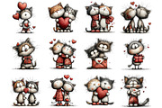 Watercolor Cute Valentines Kittens, an Illustration by Designking (Thumbnail 2 of 5)